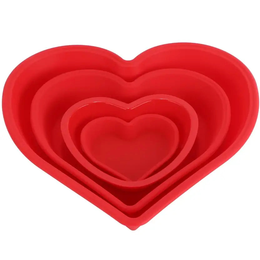Premium Silicone Heart-Shaped Cake Molds Set – 4 Sizes