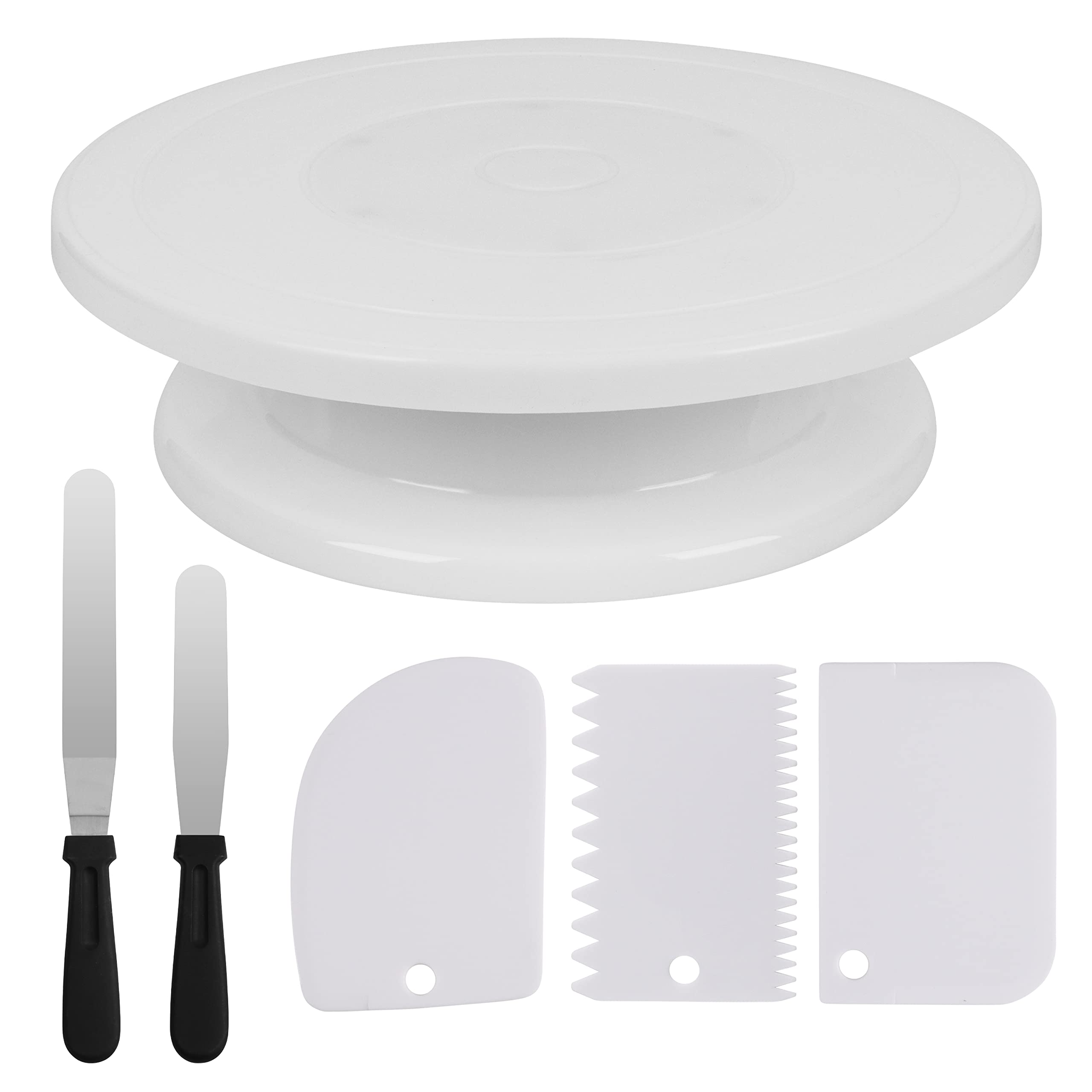JOEYZ 6-Piece Essential Cake Decorating Turntable Set – Professional Icing Smoothers & Spatulas