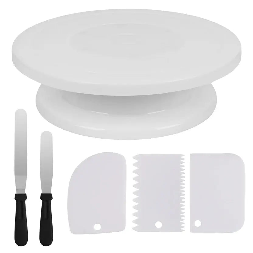 JOEYZ 6-Piece Essential Cake Decorating Turntable Set – Professional Icing Smoothers & Spatulas