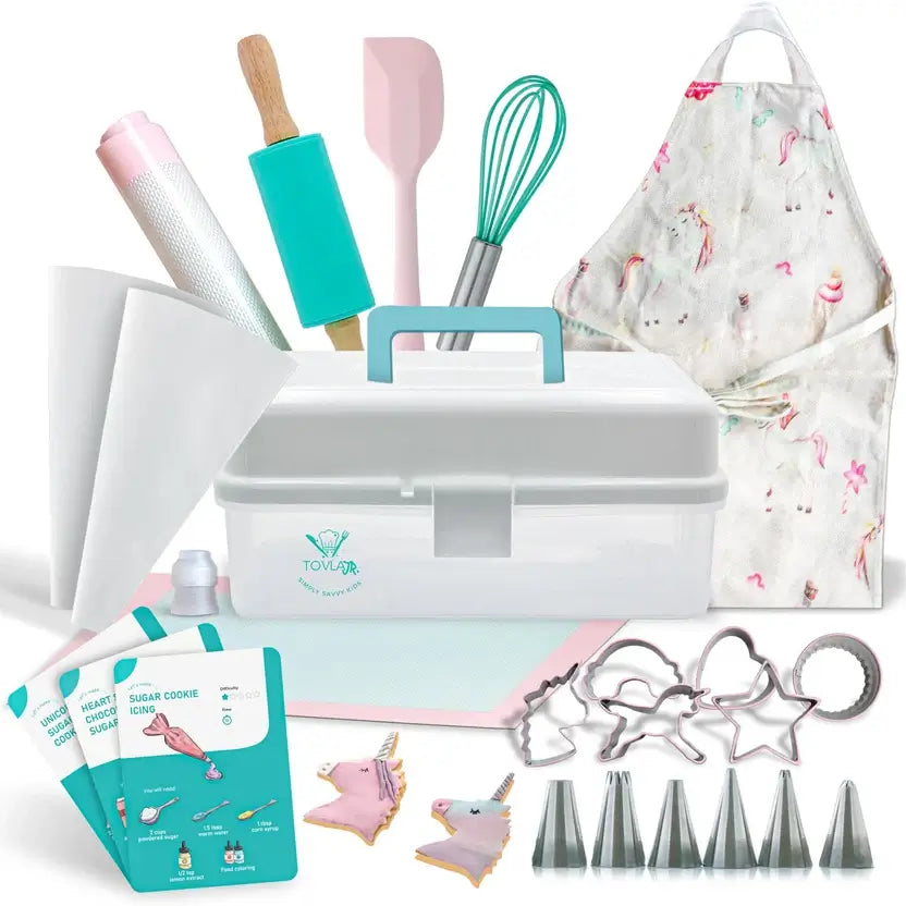 Tovla Jr. Unicorn Baking Set for Kids – Complete Children's Decorating & Cooking Kit with Carrying Case