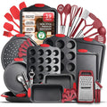 Ultimate 39-Pcs Nonstick Bakeware & Kitchen Utensils Mega Set – Red Silicone Grips